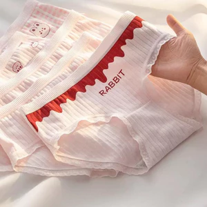 Quần lót nữ cotton tone hồng viền ren nhẹ nhàng, Quần chip nữ cạp vừa đáy may 2 lớp kháng khuẩn LY11