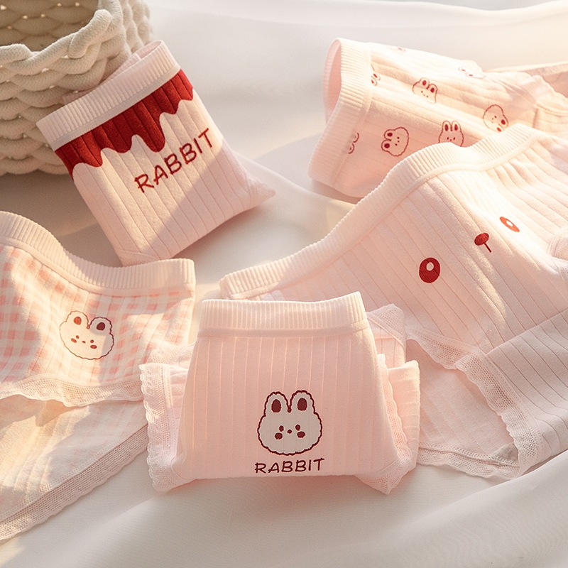 [ Xả Hàng ] Quần lót nữ cotton tone hồng viền ren nhẹ nhàng, Quần chip nữ cạp vừa đáy may 2 lớp kháng khuẩn LY11