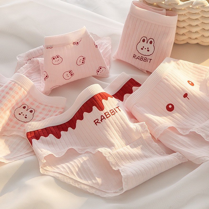 [ Xả Hàng ] Quần lót nữ cotton tone hồng viền ren nhẹ nhàng, Quần chip nữ cạp vừa đáy may 2 lớp kháng khuẩn LY11