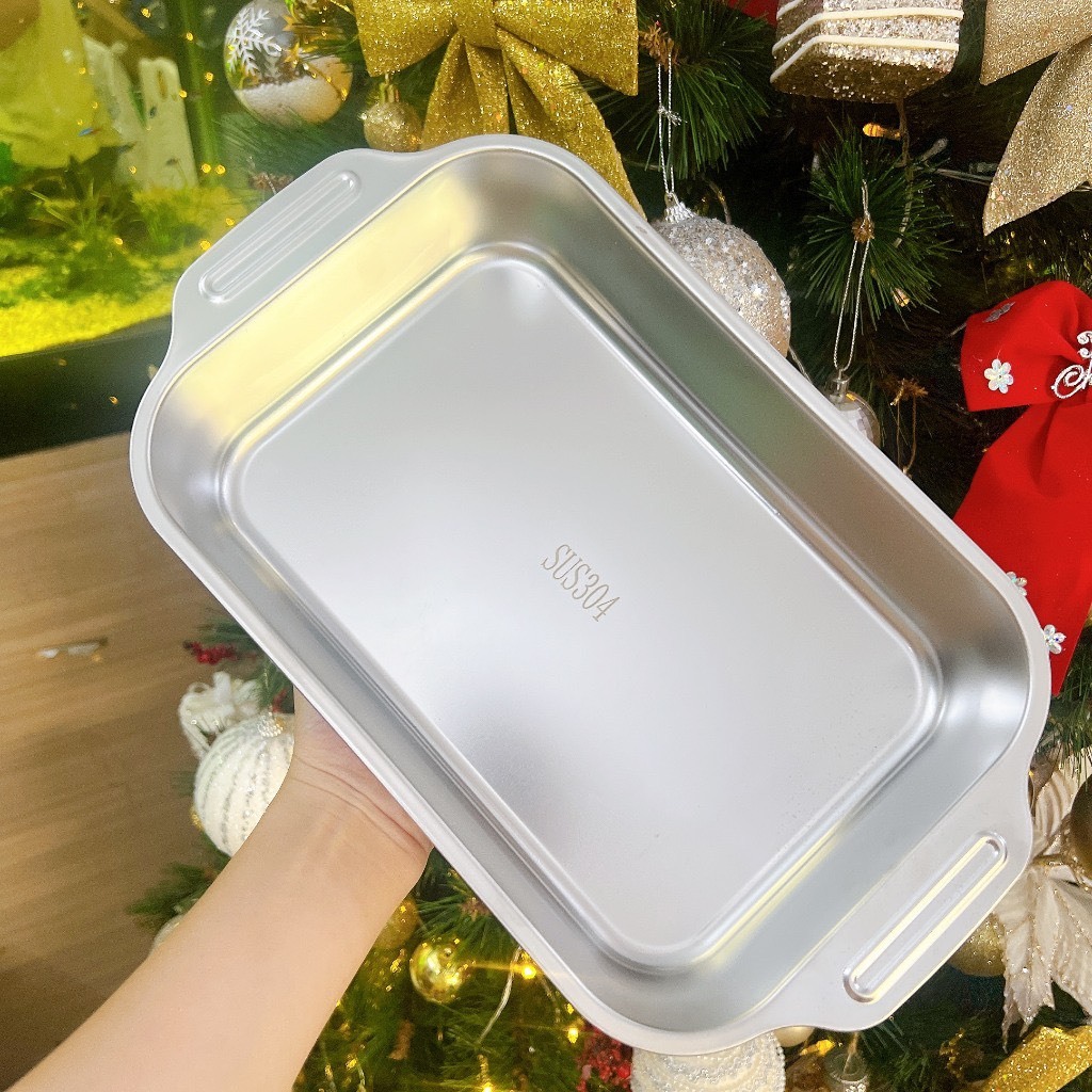 Khay inox 304 đựng thức ăn, đựng topping, nấu lẩu,..- Khay inox đa năng hàng loại 1 có tay cầm , sử dụng được bếp từ