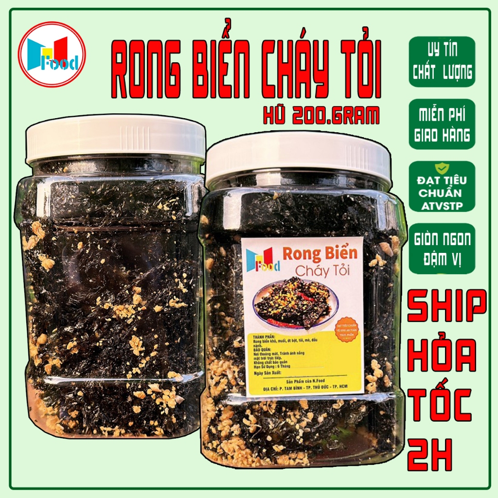 Rong biển cháy tỏi & Rong Biển Sấy Mè Lon 200gram - Giòn ngon Đậm Vị ...