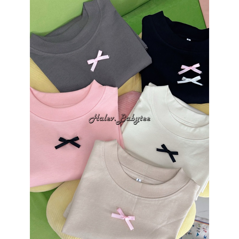 Áo Babytee gắn nơ dễ thương 100% Cotton 2c 240gsm | Shopee Việt Nam