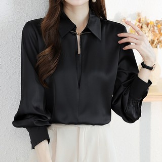 Áo Sơ Mi Nữ Công Sở ,Sơ Mi Cài Tag Dáng Basic Chất liệu trượt hàn - SM05