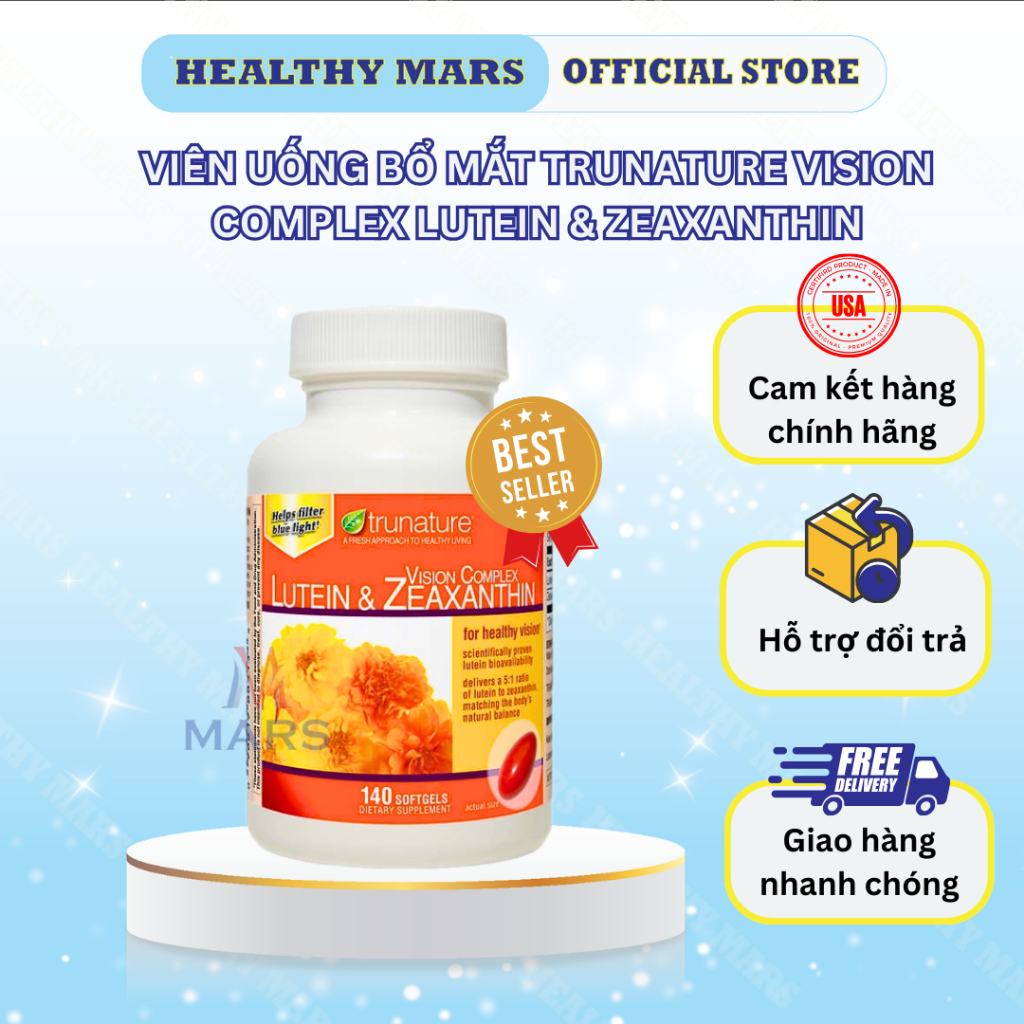 VIÊN UỐNG BỔ MẮT TRUNATURE VISION COMPLEX LUTEIN & ZEAXANTHIN 140 VIÊN ...