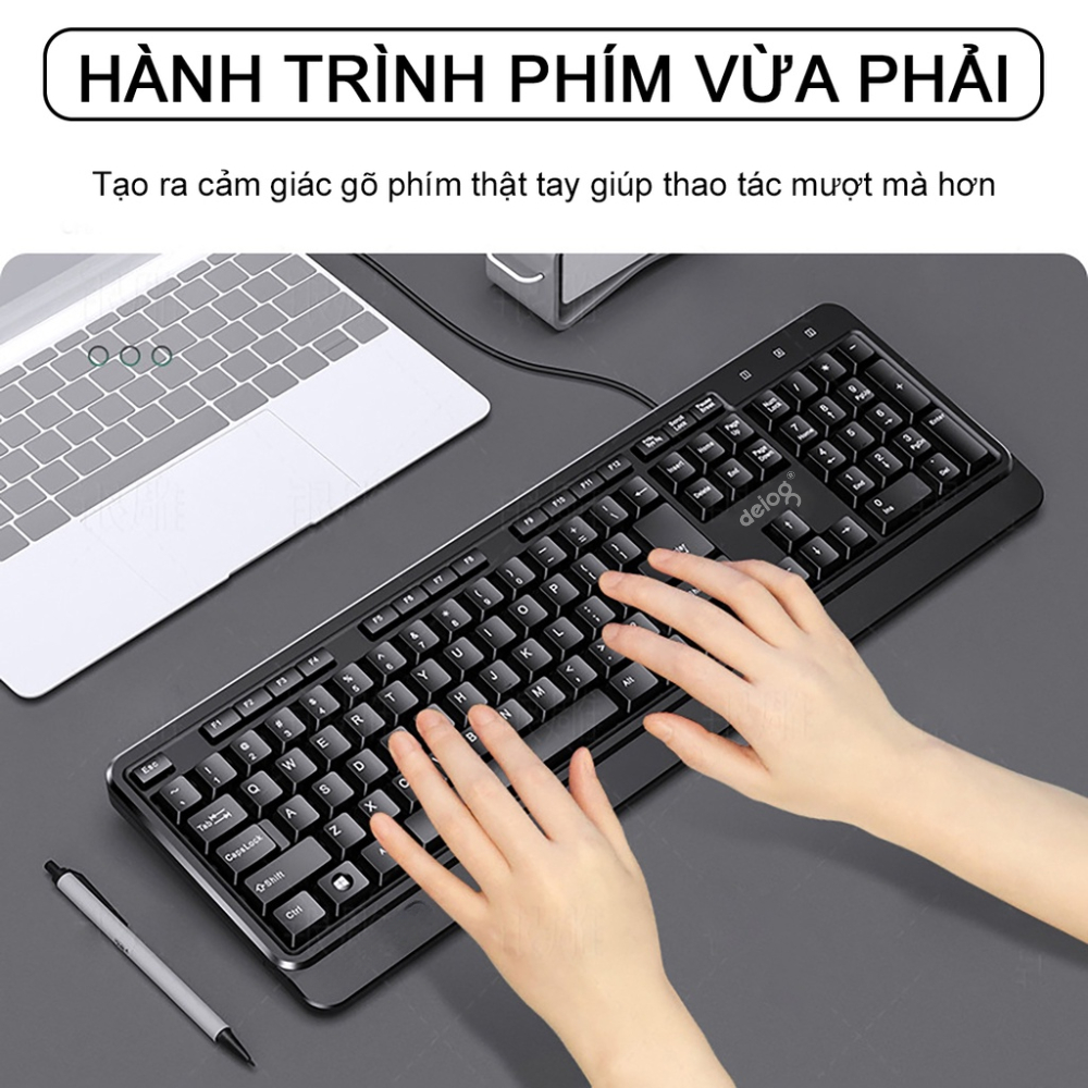 Combo bàn phím chuột máy tính văn phòng DEIOG DY 817S chống nước làm việc và chơi game chính hãng