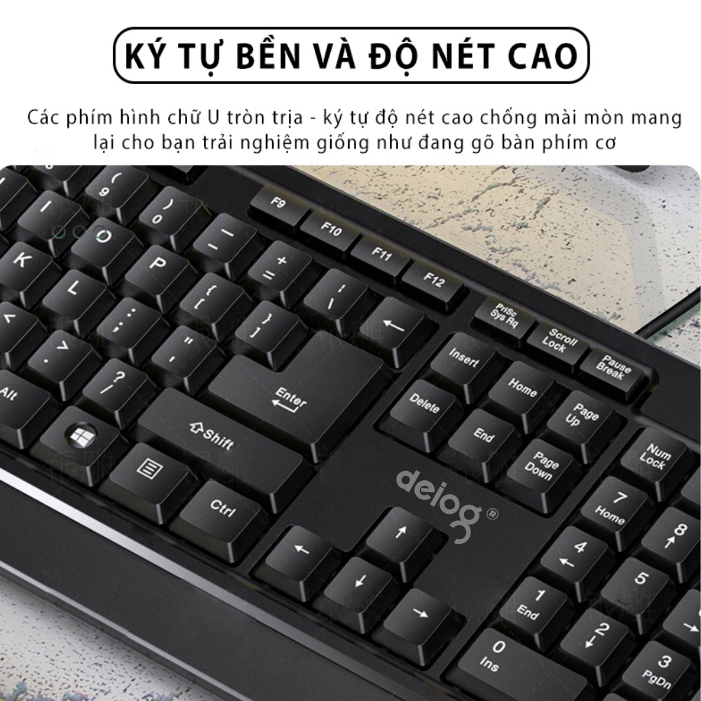 Combo bàn phím chuột máy tính văn phòng DEIOG DY 817S chống nước làm việc và chơi game chính hãng
