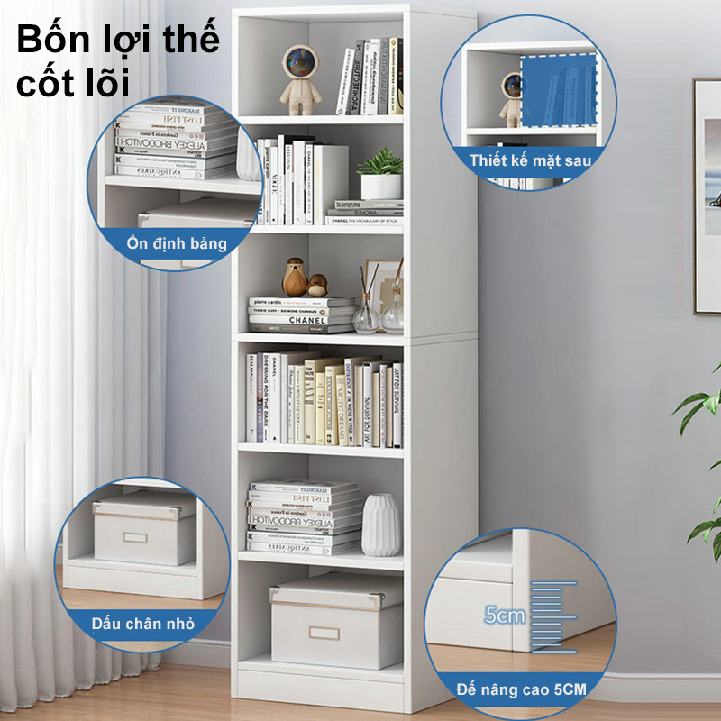 Kệ để đồ 5 tầng màu trắng Cho phòng ngủ nhỏ Phòng khách Góc học tập Tiết kiệm diện tích 𝙎𝙐𝙉𝙉𝙔 𝘽𝙄𝙀𝙍𝙀