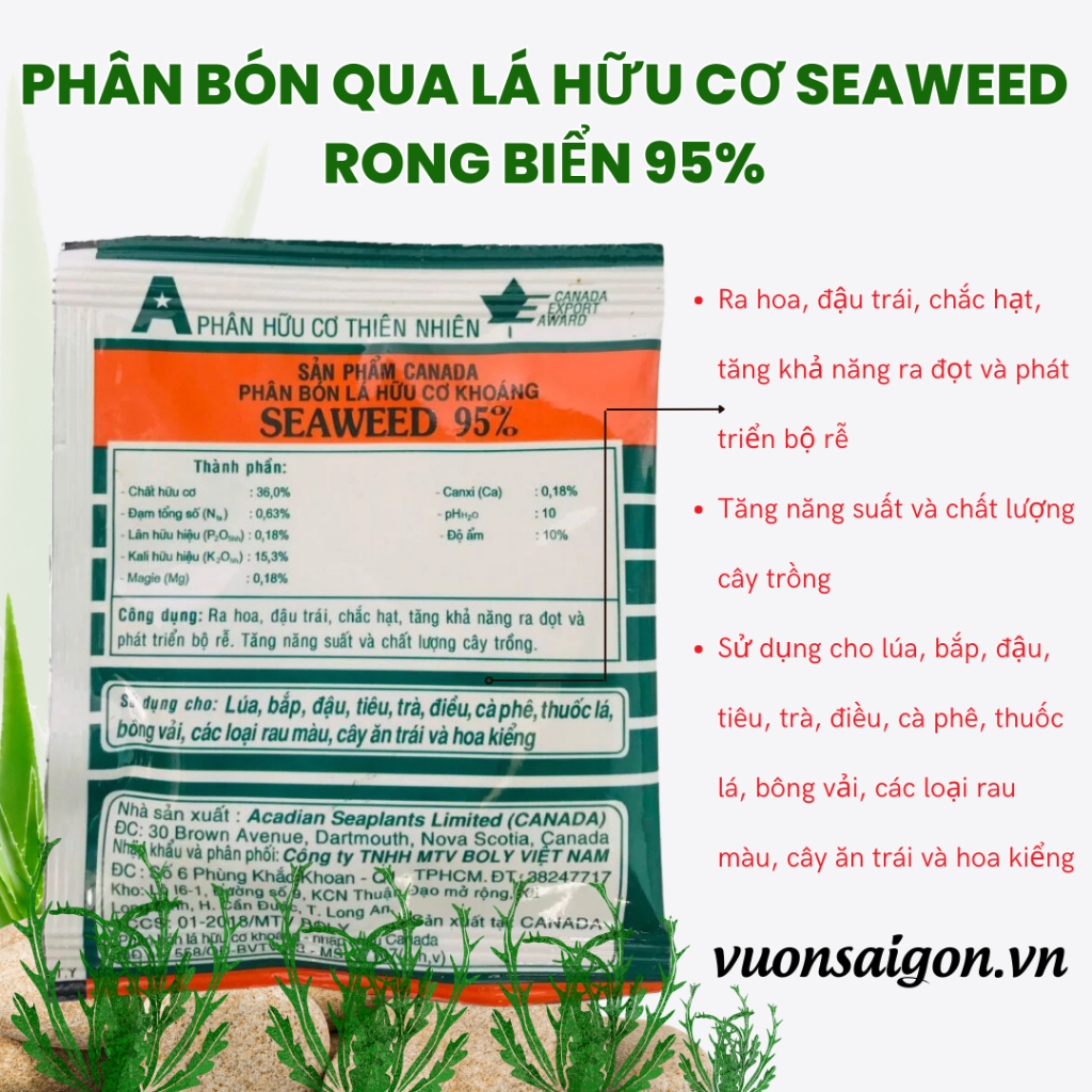 Phân bón qua lá hữu cơ seaweed rong biển 95% 3