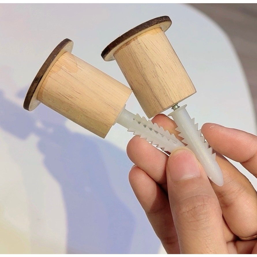 núm gỗ treo tường tay nắm tủ, móc treo đồ decor trang trí nhà cửa NHU Y DECOR, sẵn kèm tắc kê