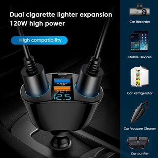 Tẩu Sạc Nhanh Ô Tô Tẩu Chia Cổng Ô Tô QC3.0 66W USB Type C Màn Hình LED Kỹ Thuật Số Cho Ô Tô Xe Hơi
