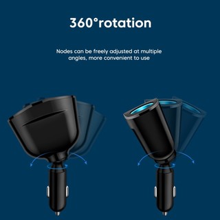Tẩu Sạc Nhanh Ô Tô Tẩu Chia Cổng Ô Tô QC3.0 66W USB Type C Màn Hình LED Kỹ Thuật Số Cho Ô Tô Xe Hơi