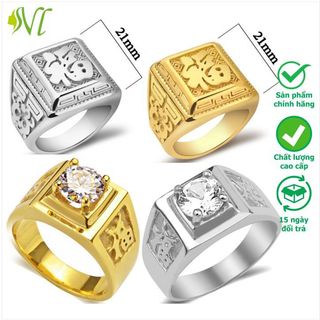 Nhẫn chữ Phước titan mặt to nhẫn phước vàng 18k nhẫn mạ vàng rồng 18k nhẫn phước đá đẹp nhẫn mỹ đẹp - Người Đẹp Vì Lụa