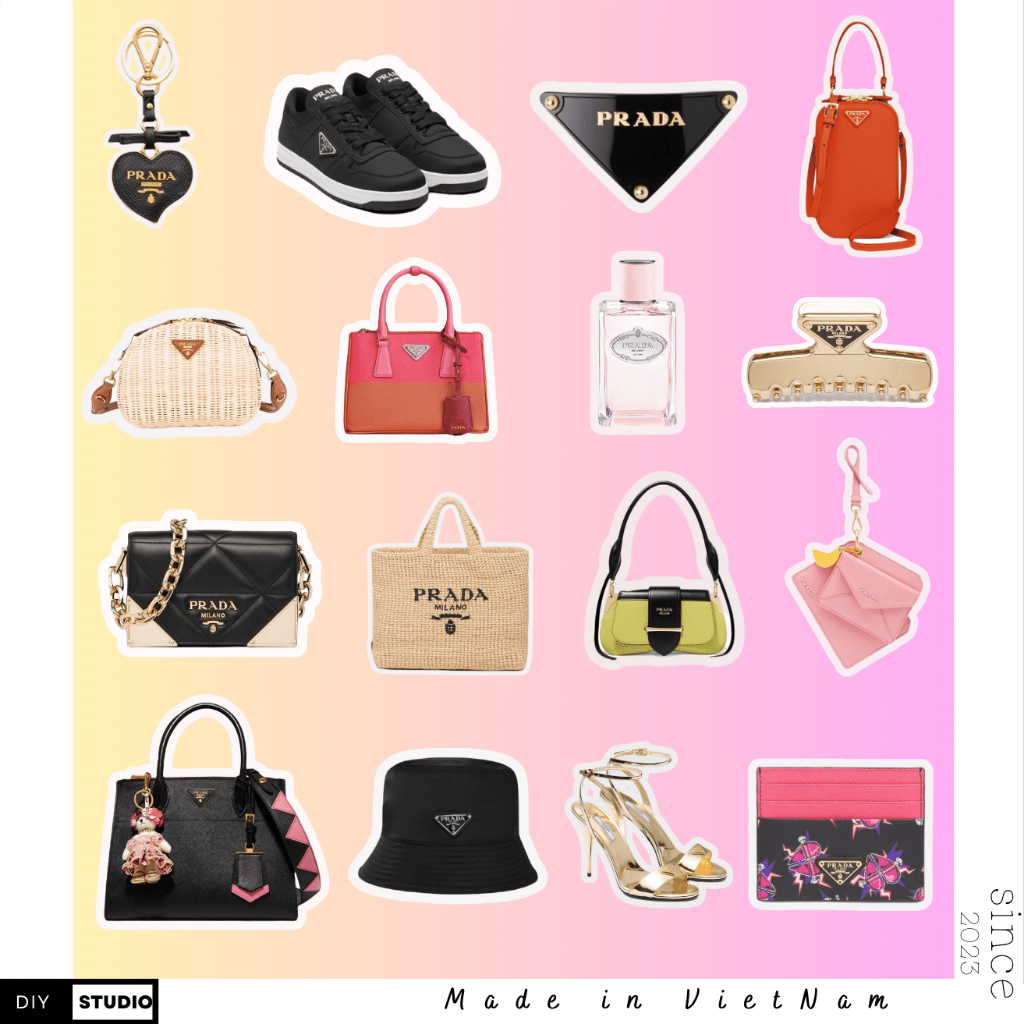 60 STICKER Prada dành cho điện thoại mũ bảo hiểm laptop chống nước cực tốt