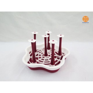 Khay Úp Cốc, Giá Úp Ly 6 Cốc, 8 Cốc Nhựa Hình Hoa Xinh Xắn, Khay Nhựa Úp Cốc Chén Nhựa Việt Nhật