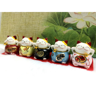Bộ 5 tượng mèo sứ thần tài Maneki Neko