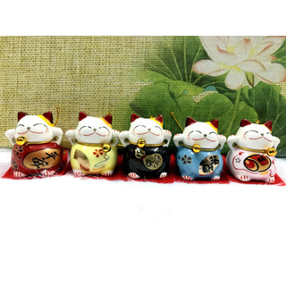 Bộ 5 tượng mèo sứ thần tài Maneki Neko