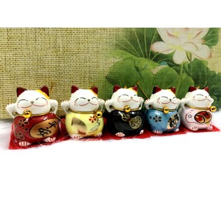 Bộ 5 tượng mèo sứ thần tài Maneki Neko
