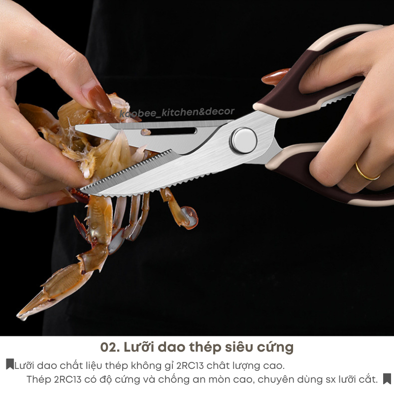 Kéo Cắt Thực Phẩm Đa Năng Nhà Bếp 23.5cm Có Bao Đựng Dính Hít Nam Châm - Kéo Cắt Gà Cao Cấp | 034