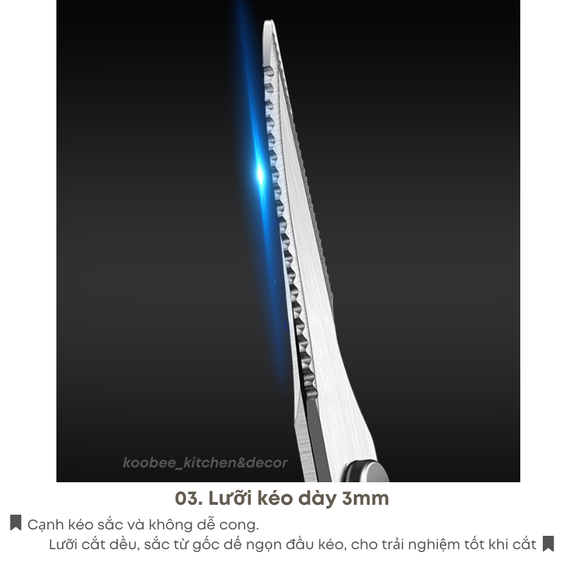 Kéo Cắt Thực Phẩm Đa Năng Nhà Bếp 23.5cm Có Bao Đựng Dính Hít Nam Châm - Kéo Cắt Gà Cao Cấp | 034