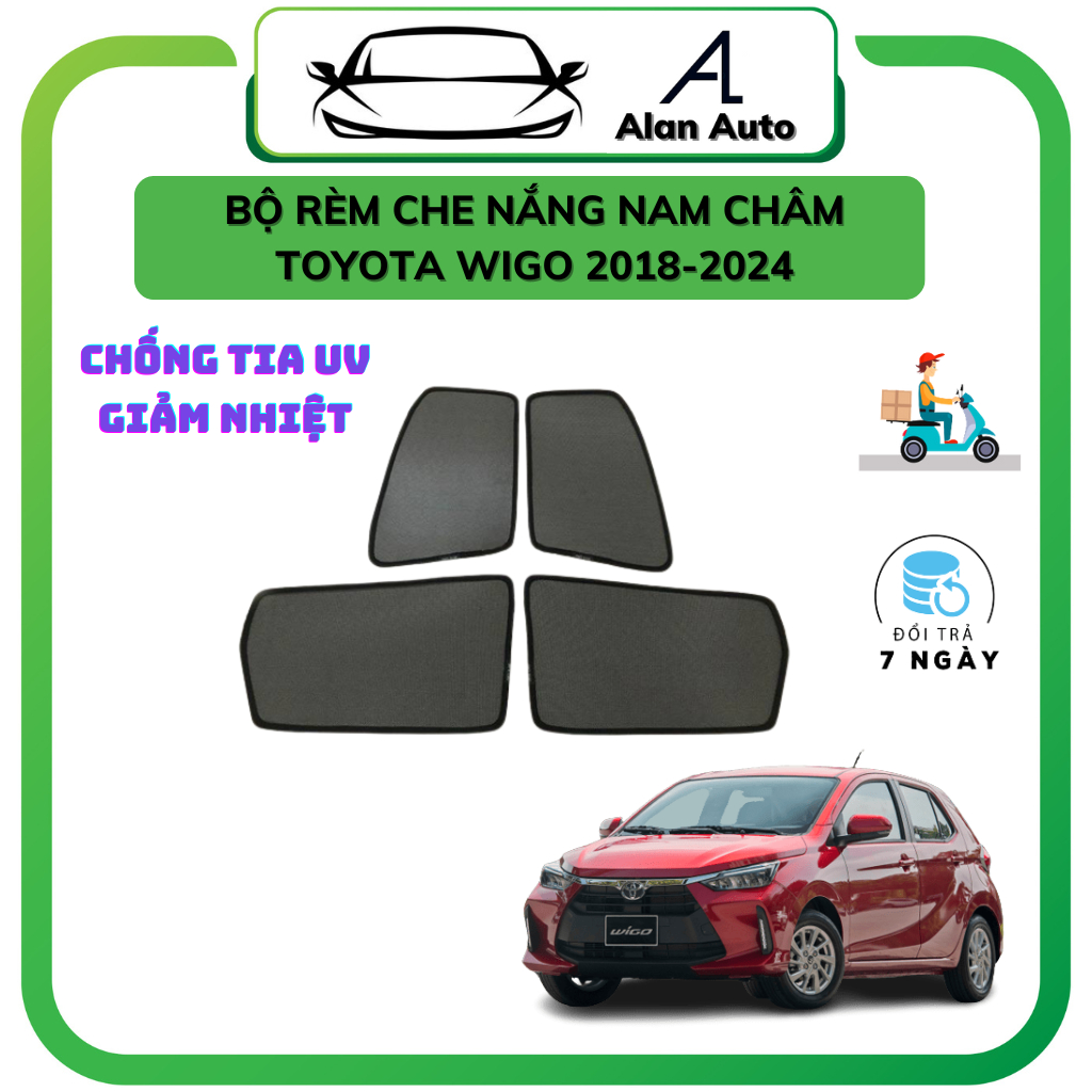 Rèm che nắng ô tô Toyota Wigo 2018-2026, Che nắng hút nam châm theo xe, chống nóng,bộ 4 cánh. Hàng tốt