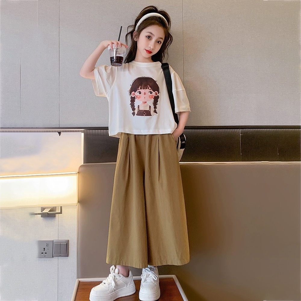 Bộ đồ bé gái size đại BEESHOP set áo hoạ tiết cô gái kèm quần lửng cho bé H25017