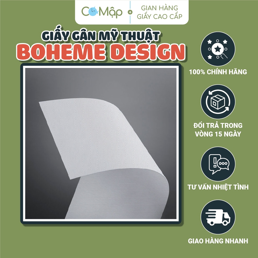 Giấy gân mỹ thuật cao cấp Boheme Design - 250gsm - Xấp 10 tờ cắt sẵn ...