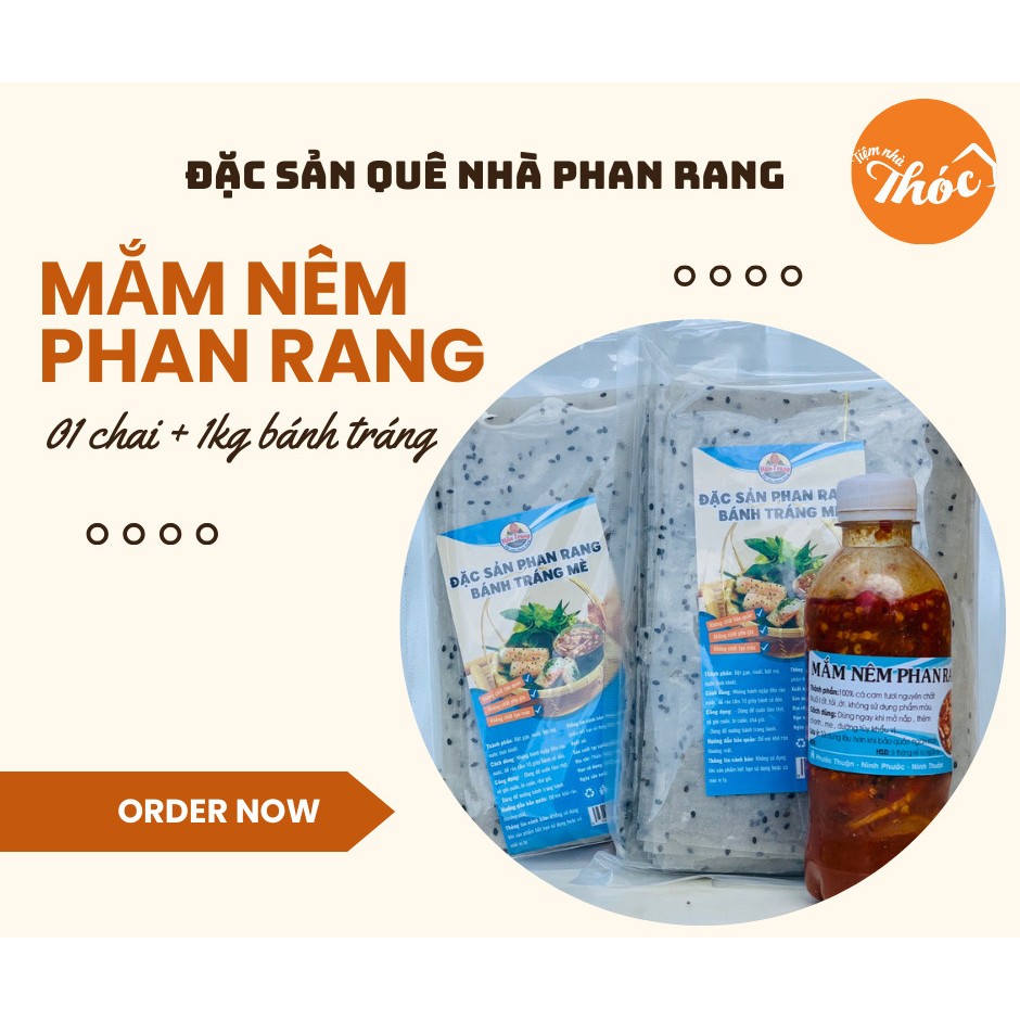 Combo 01kg bánh tráng mè + 01 chai mắm nêm cac cơm Phan Rang - Đặc sản Phan Rang - Tiệm Quê Nhà