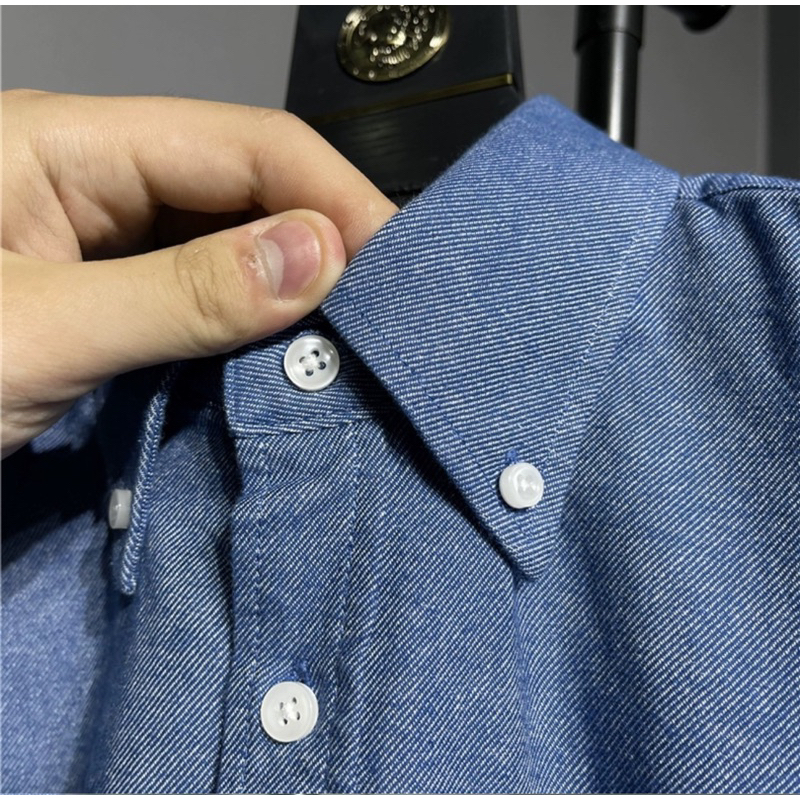 ⚡️[Hight Quality] Áo Sơ Mi Th.om Xanh Lam Vải Oxford - Điểm Nhấn 4 Vạch Trắng Cao Cấp - Qccc Hottrend Nam Nữ TB