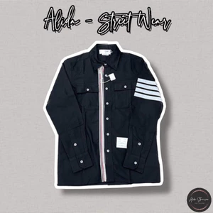 ⚡️[Hight Quality] Áo Sơ Mi Th.om Đen Khóa Kéo Vải Oxford - Điểm Nhấn 4 Vạch Trắng Cao Cấp - Qccc Hottrend Nam Nữ TB