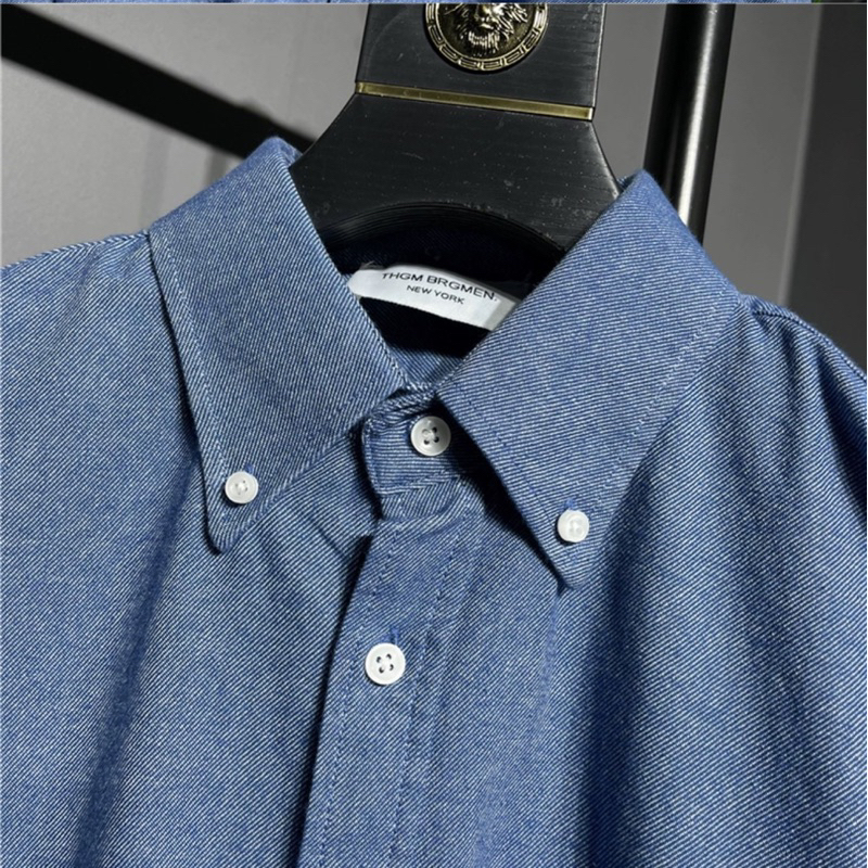 ⚡️[Hight Quality] Áo Sơ Mi Th.om Xanh Lam Vải Oxford - Điểm Nhấn 4 Vạch Trắng Cao Cấp - Qccc Hottrend Nam Nữ TB