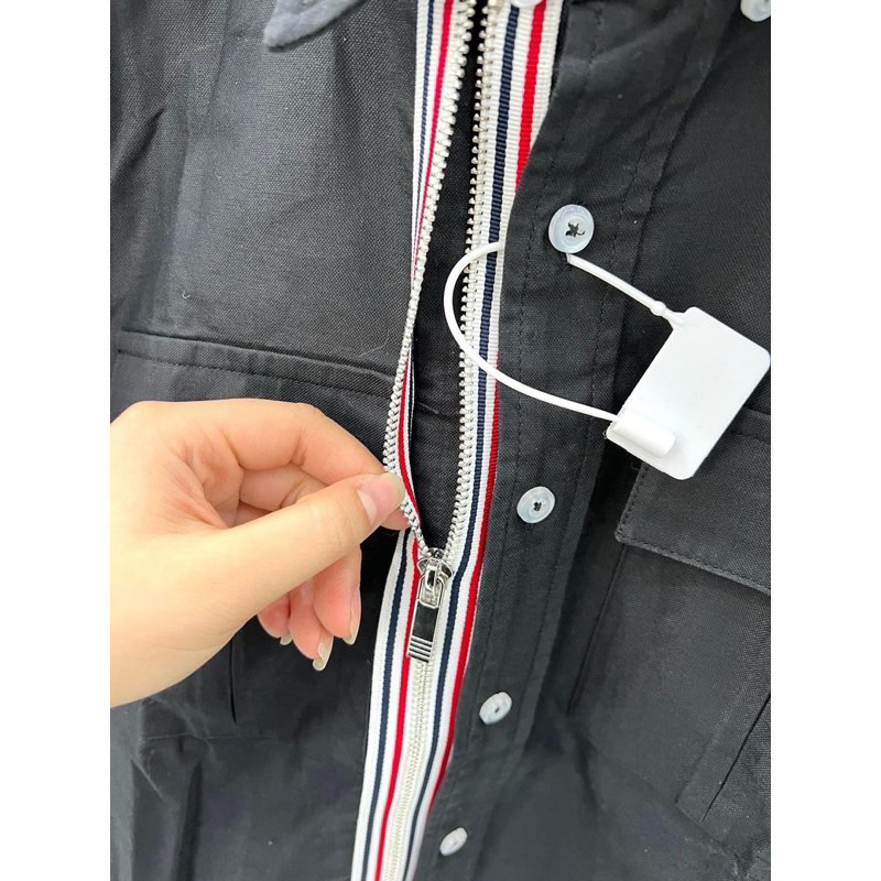 ⚡️[Hight Quality] Áo Sơ Mi Th.om Đen Khóa Kéo Vải Oxford - Điểm Nhấn 4 Vạch Trắng Cao Cấp - Qccc Hottrend Nam Nữ TB