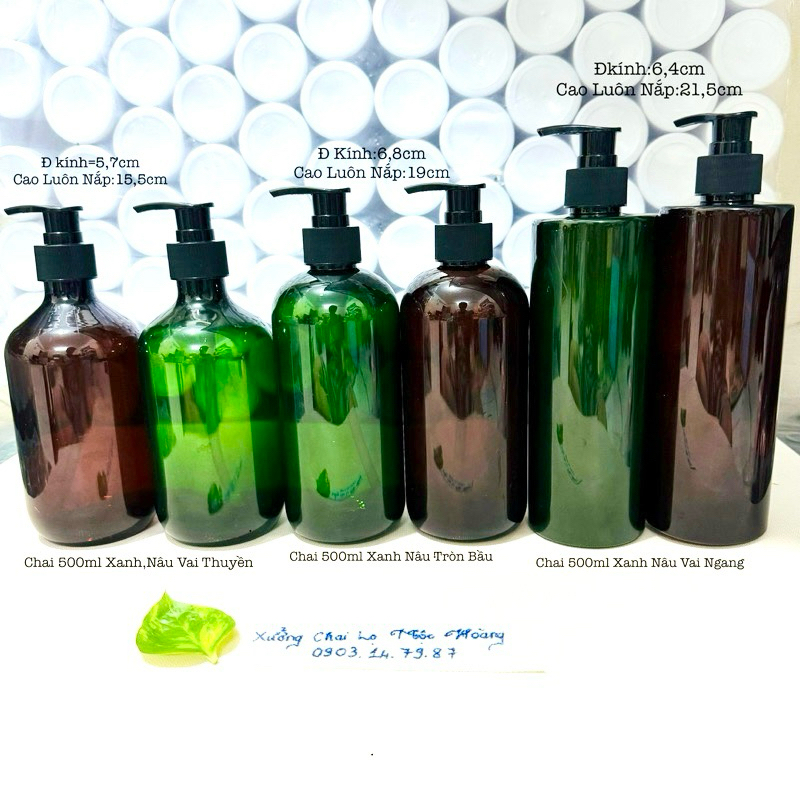 Chai nhựa rỗng 500ml Màu Xanh/Nâu Đa Dạng Mẫu Mã Vòi Nhấn Đen Cao Cấp ...