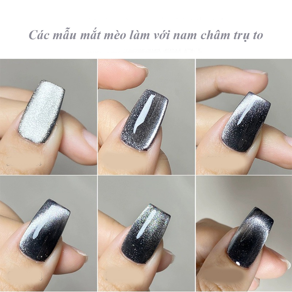 Nam châm trụ to size 15cm hơ nổi vân mắt mèo trang trí móng