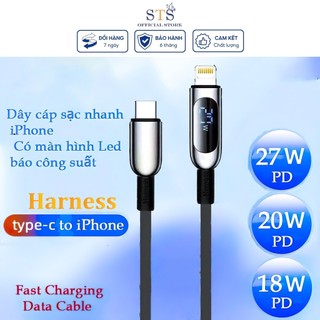 Dây cáp sặc nhanh 27W Harness, Lõi kẽm chống đứt, chống cháy, Màn hình hiển thị, truyền dữ liệu, tính năng tự động ngắt.