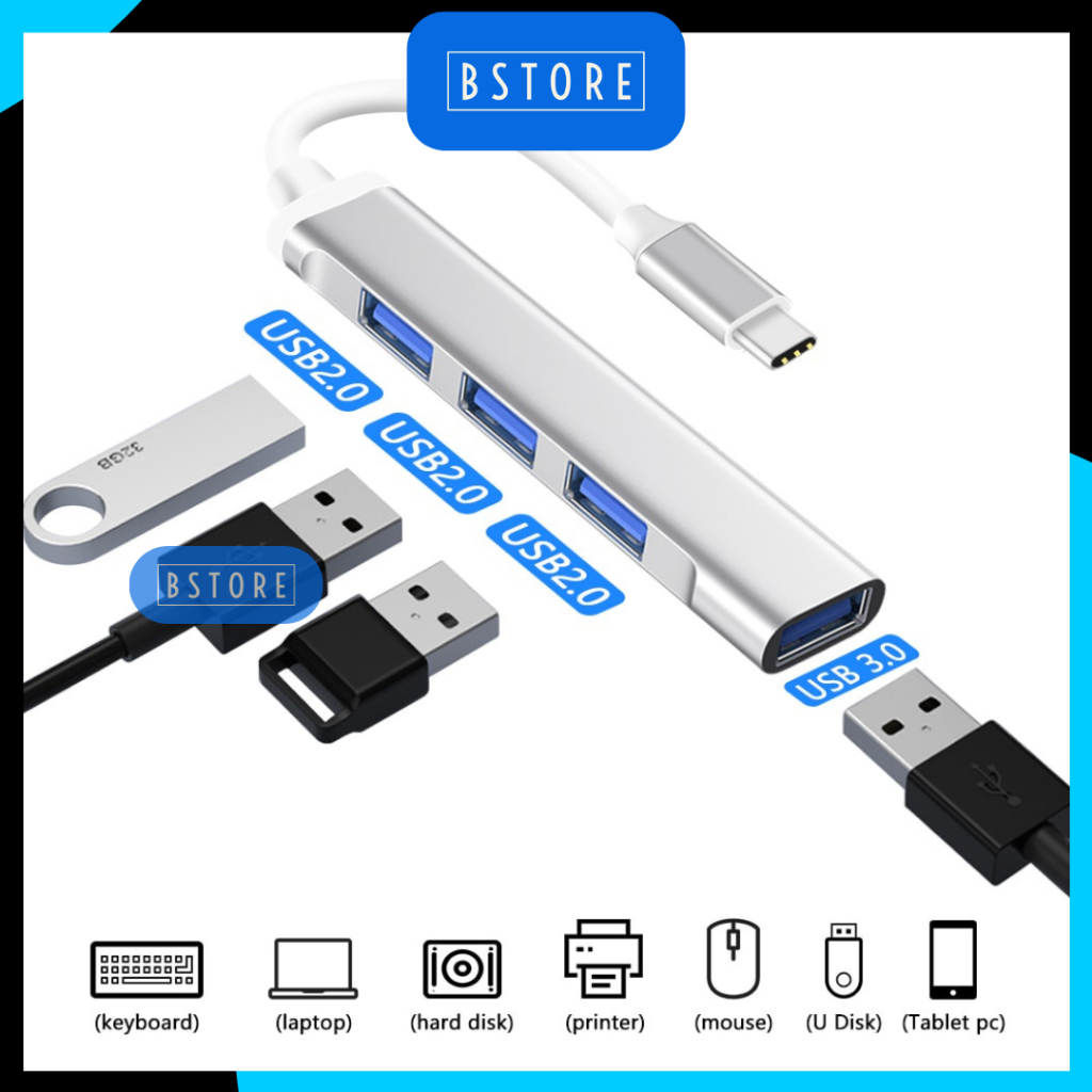 USB hub type C/A OTG USB 3.0 tốc độ cao, bộ chia cổng usb, mở rộng 4 ...