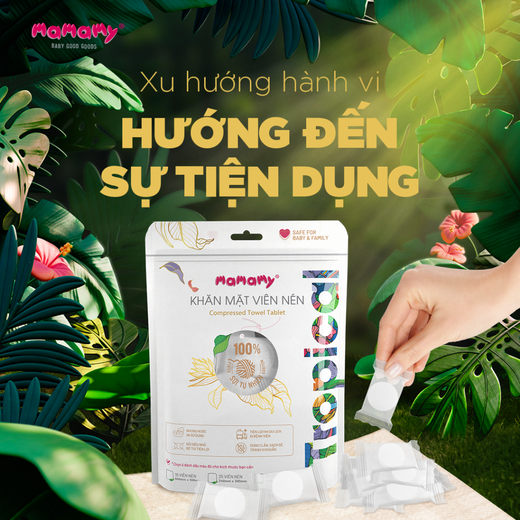 Ảnh Khăn tắm Mamamy Tropical cao cấp, khăn nén du lịch tiện lợi sợi vải thuần tự nhiên và rayon 3