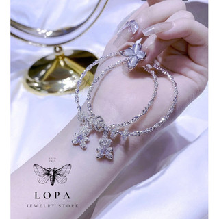 Lắc tay Bạc Lopa, lắc  Chram gấu đính đá sang chảnh điệu đà SK22