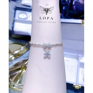 Lắc tay Bạc Lopa, lắc  Chram gấu đính đá sang chảnh điệu đà SK22