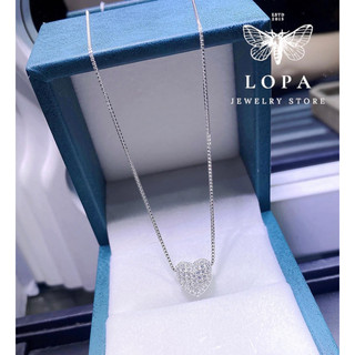 Dây chuyền Bạc Lopa, dây trơn mặt tim đá Sk113