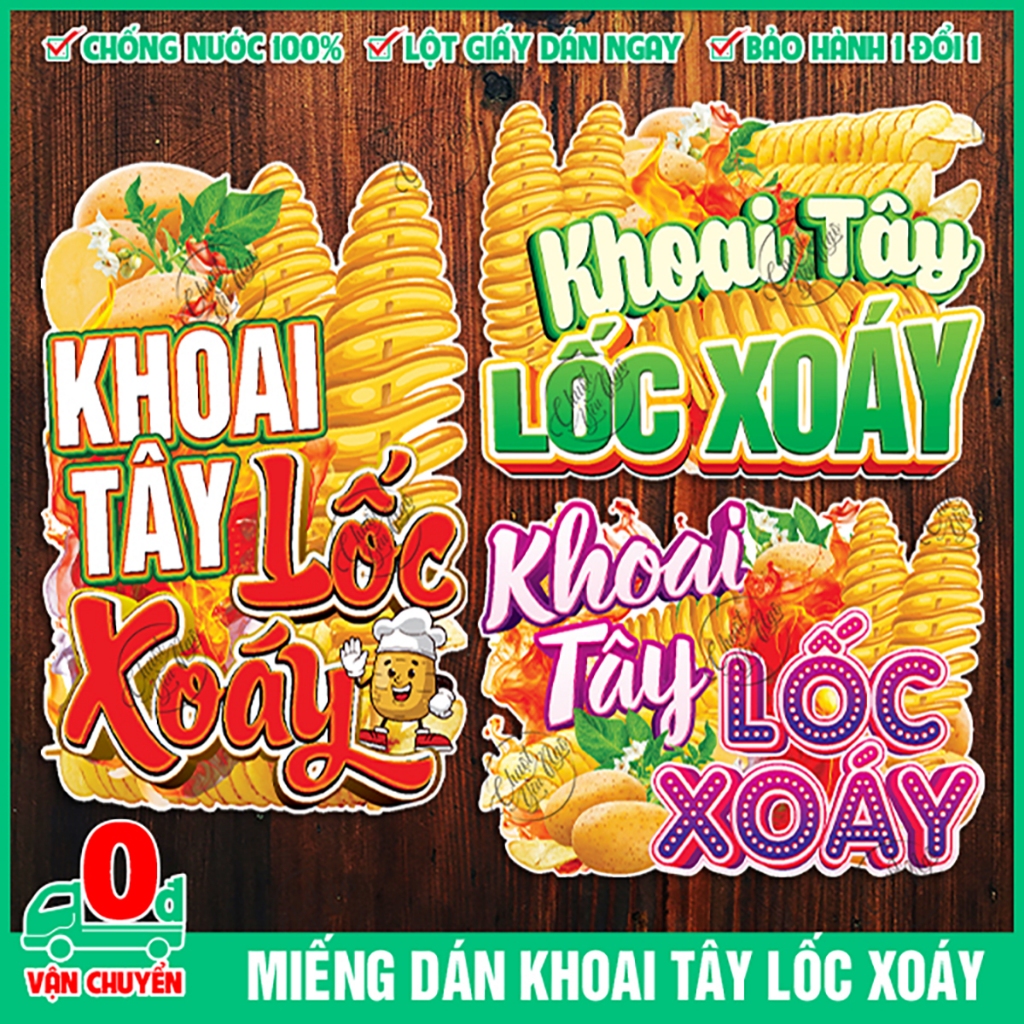 Miếng dán KHOAI TÂY LỐC XOÁY sticker trang trí xe đẩy dán tường decal ...