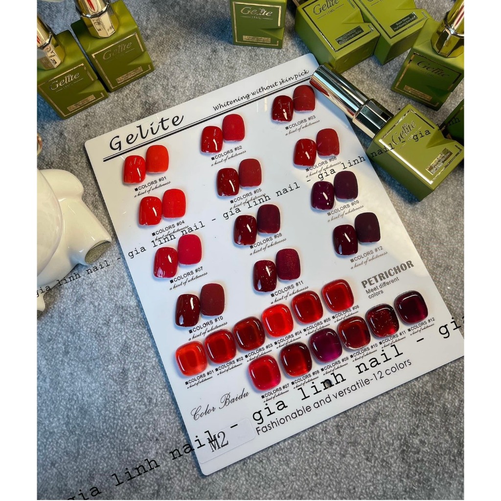 Set Sơn Gel Tone Đỏ 12 Chai Gelite (Kèm Bảng Màu) - Sản Phẩm Chất Lượng ...