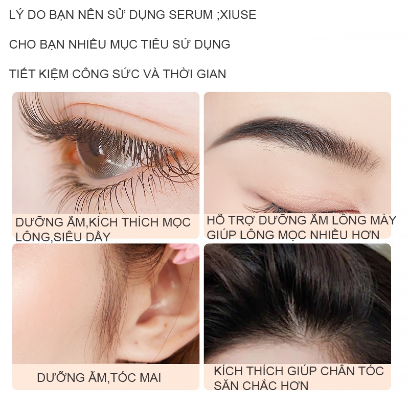 XIUSE Serum dưỡng lông mi,lông mày,tăng trưởng nhanh,dày và cong tự nhiên,dưỡng ẫm từ bên trong,ngăn ngừa gãy rụng