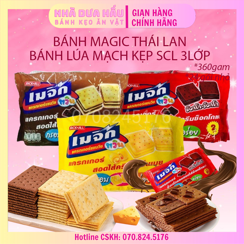 [360gam~24gói nhỏ] Bánh Magic Thái Lan- Bánh lúa mạch kẹp kem sô cô la ...