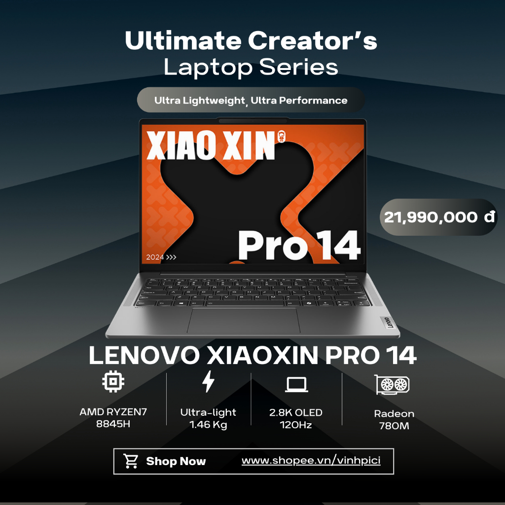 Laptop Lenovo XIAOXIN PRO AI 14 2024 (R7-8845H/ Radeon 780M/ Ram 32GB ...