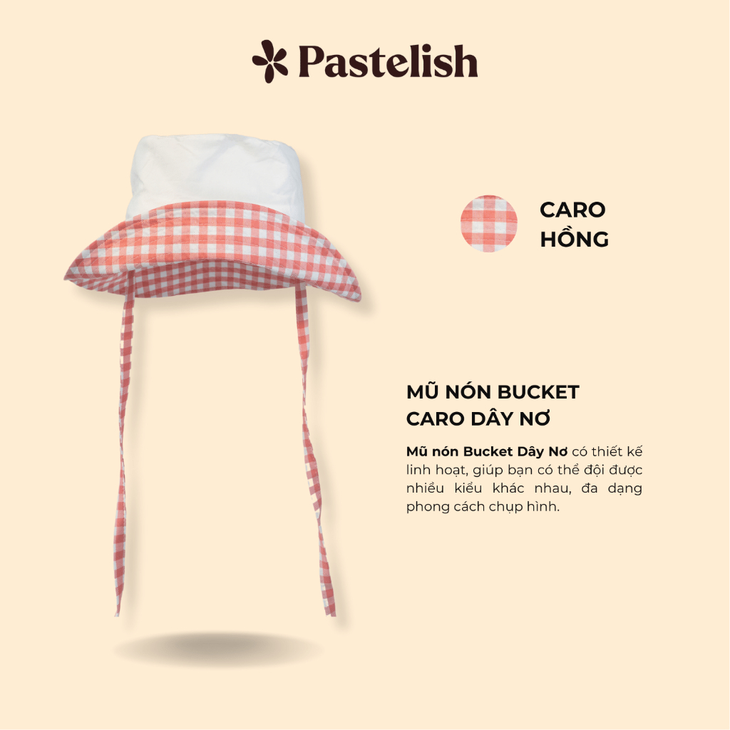 Mũ nón Bucket CARO Dây Nơ - Đội nhiều kiểu - Phong Cách Ulzzang - Pastelish Hat
