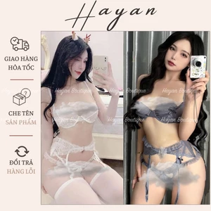 BR2 Set nội y,Linger cosplay sexy, bộ đồ lót lọt khe kèm dây đai kẹp tất sang chảnh BR2