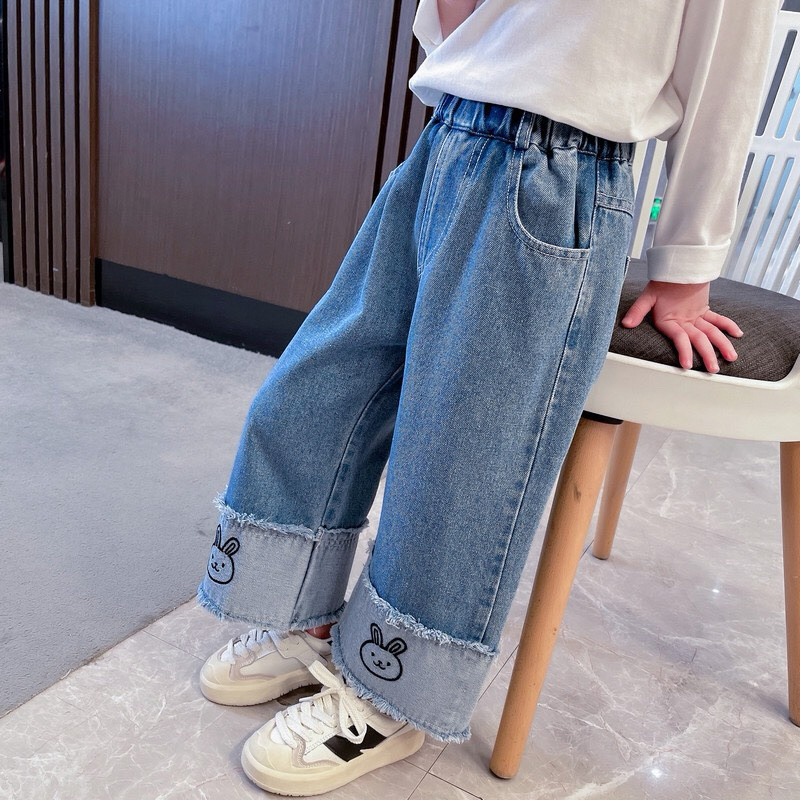 (15-28kg) quần jean suông vải jean mềm cho bé gái