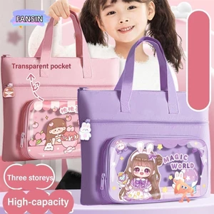 Túi đi học thêm cho bé màu sắc hoạt hình sinh động size to 35*27cm đựng được nhiều đồ dùng đựng vừa khổ A4
