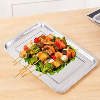 Khay inox đựng thức ăn đáy sâu 4.8cm/ cạn 2cm Chubby Chef đĩa nhà hàng, căng tin, đĩa lớn
