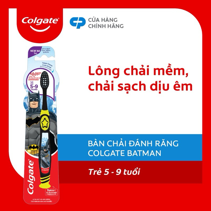 Bàn chải cho bé Colgate lông siêu mềm Spiderman/Batman/Barbie Girl 5 - 9 tuổi/ Minion 2-5 tuổi